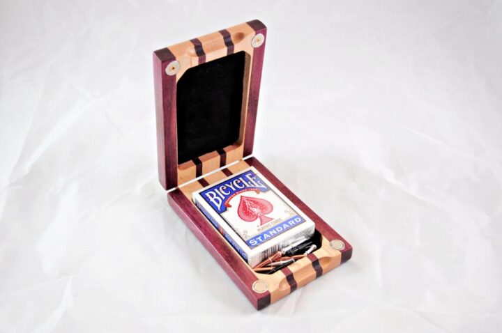 Compact Travel Cribbage 3 Player - Purpleheart & Maple - Open