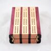 Compact Travel Cribbage 3 Player - Purpleheart & Maple - Hinges