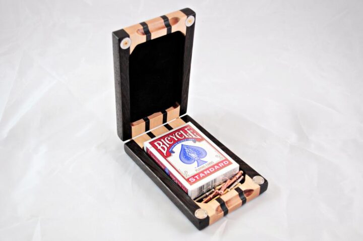 Compact Travel Cribbage 3 Player - Wenge & Maple - Open