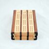 Compact Travel Cribbage 3 Player - Black Walnut & Maple - Hinges