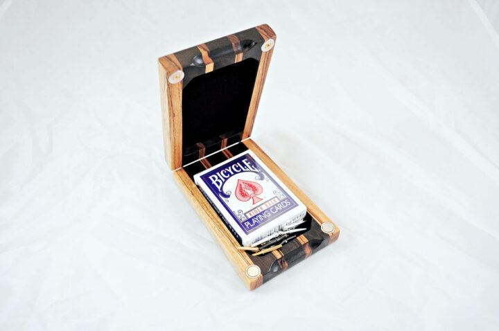 Compact Travel Cribbage 3 Player - Zebrawood & Wenge - Open