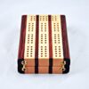 Compact Travel Cribbage 3 Player - Bubinga & Maple - Hinges