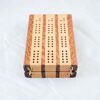 Compact Travel Cribbage 3 Player - Lacewood & Maple - Hinges