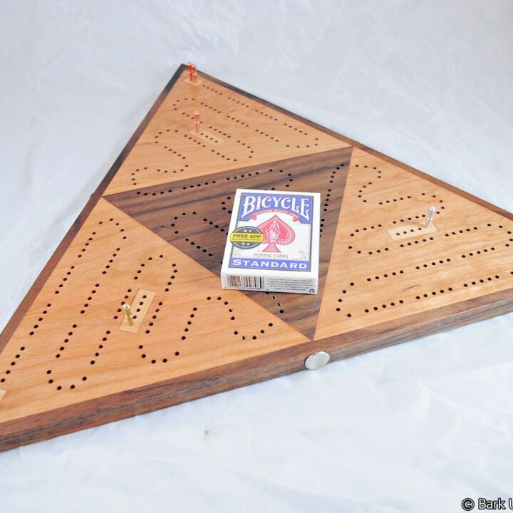 Triangle Cribbage Race Board - Cherry, Walnut & Maple