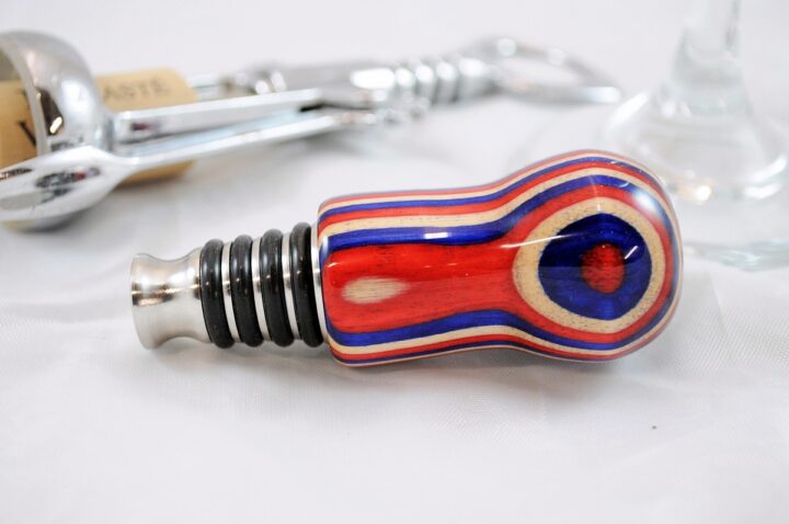 Bottle Stopper - SpectraPly Americana with Stainless Steel