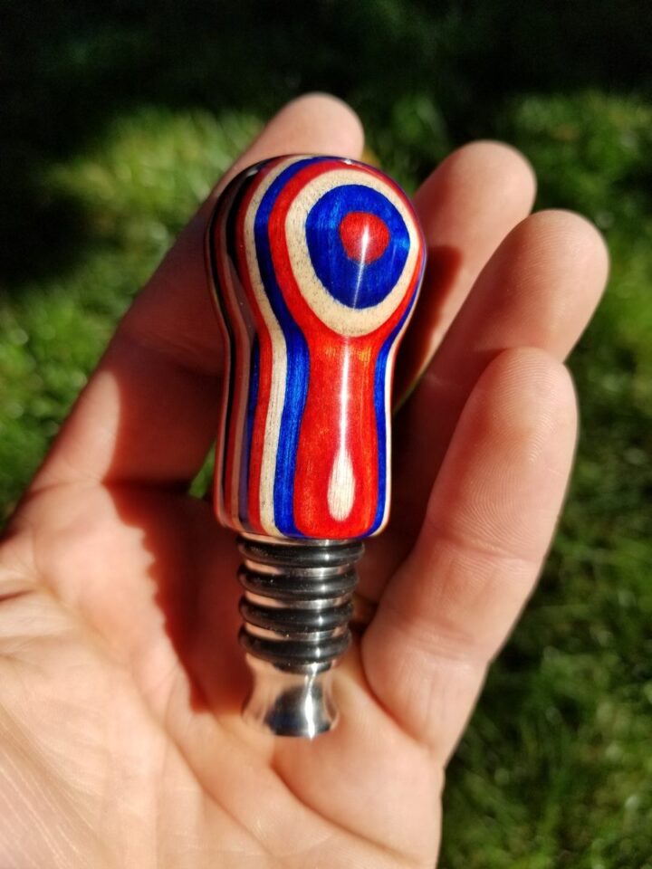 Bottle Stopper - SpectraPly Americana with Stainless Steel Stopper