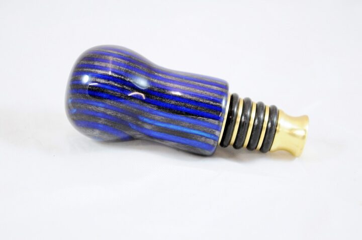 Bottle Stopper - SpectraPly Blue Angel with Brass Side