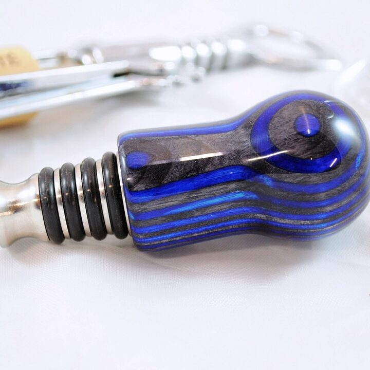 Bottle Stopper - SpectraPly Blue Angel with Stainless Steel