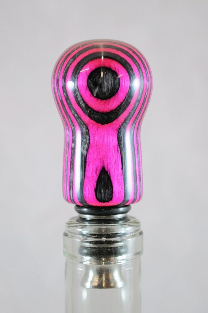 Bottle Stopper - SpectraPly Pink Lady with Stainless Steel Bottle
