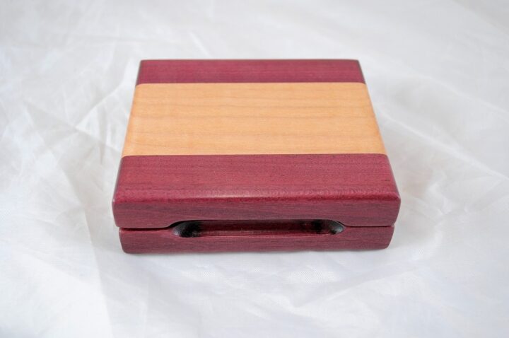 Playing Card Case #52 - Purpleheart & Curly Maple Closed