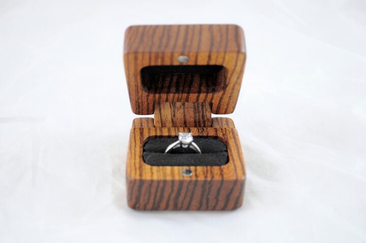 Ring Box - Zebrawood - Front Open