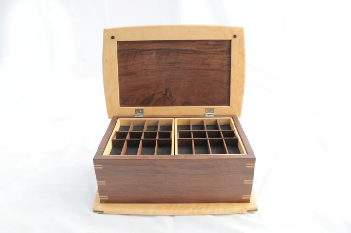 Trillium Jewelry Box | Claro Walnut & Birdseye Maple Open