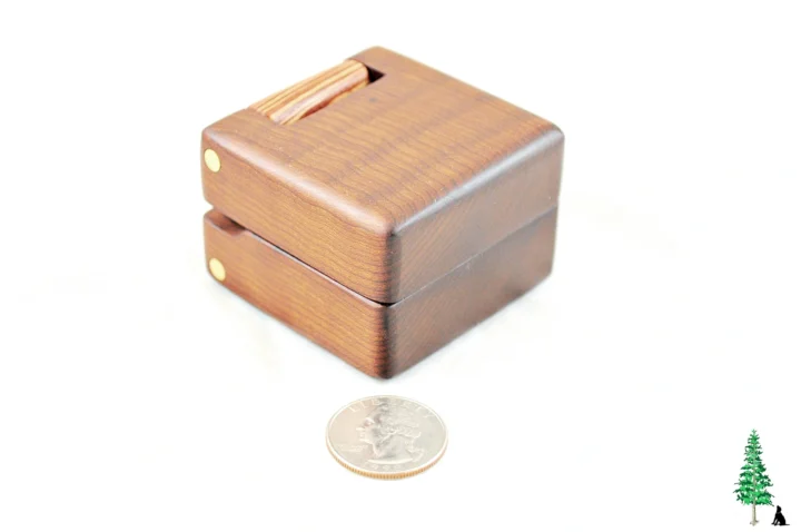 Handcrafted Double-Hinged Wooden Ring Box – Elegant Protection for Your Engagement or Wedding Ring - Roasted Curly Maple & Lacewood #172 - Main View