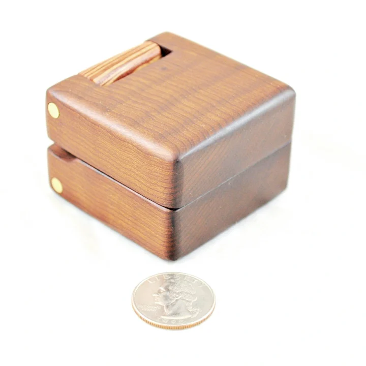 Handcrafted Double-Hinged Wooden Ring Box – Elegant Protection for Your Engagement or Wedding Ring - Roasted Curly Maple & Lacewood #172 - Main View