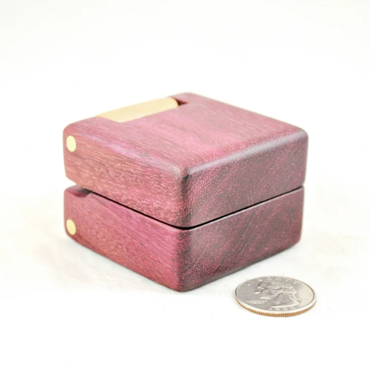 Ring Box - Purpleheart & Curly Maple #185 - Main View