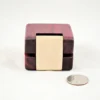 Ring Box - Purpleheart & Curly Maple #185 - Hinge View