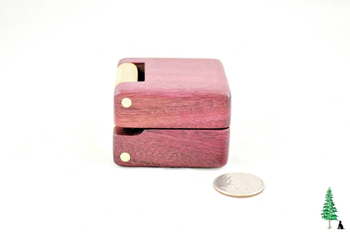Ring Box - Purpleheart & Curly Maple #185 - Left Side View