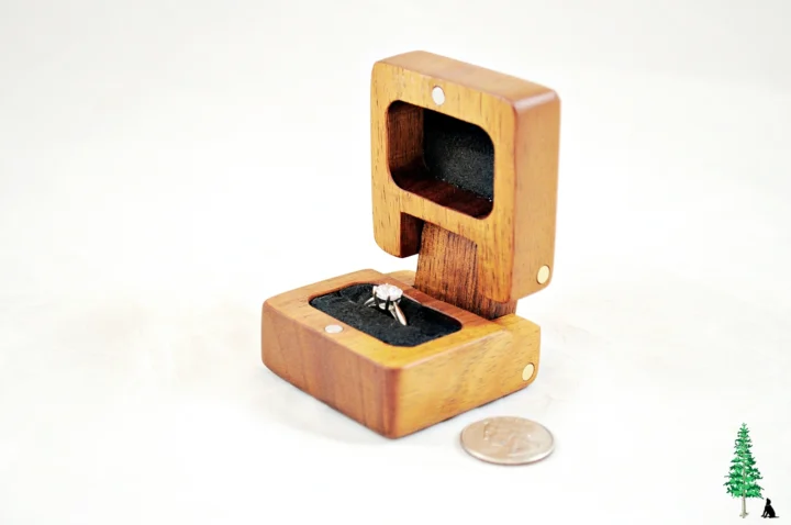 Ring Box - Koa & Koa #195 - Open Right Side View