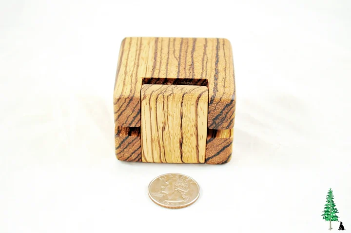 Ring Box - Zebrawood & Zebrawood #202 - Hinge View